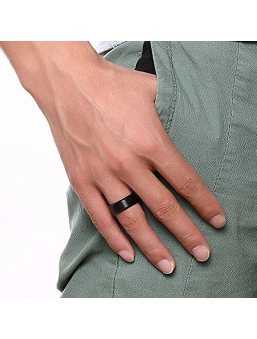 Jude Jewelers 8mm Brushed Matte Black Titanium Stainless Steel Classical Simple Plain Ring Wedding Band