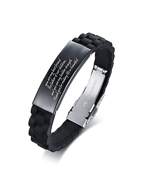 MEALGUET to My Husband Gift I Will Keep Choosing You Love Quote Engraved Personalized Handsome Black Silicone Bracelet Wristband for him, Gift from Wife,Birthday Annivers