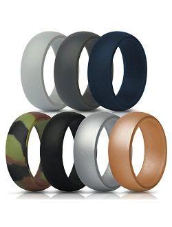 ThunderFit Silicone Wedding Rings for Men - Rubber Wedding Bands 8.7mm Wide (2mm Thick)
