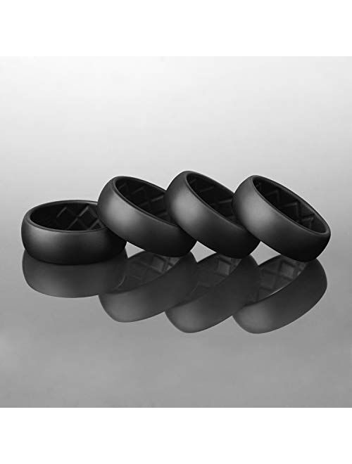 New Look Egnaro Silicone Ring for Men, Breathable Mens' Rubber Wedding Bands for Crossfit Workout, 8.5mm Wide - 2.5mm Thick