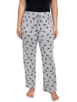 Womens Plus Size Lounge Pants Mickey Mouse Pajama Bottoms All Over Print