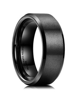 King Will Basic Unisex Silver/Black/Blue/Rose Gold Tungsten Carbide Matte Polished Finish Wedding Engagement Band Ring