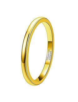 iTungsten 2mm 3mm 4mm 5mm 6mm 7mm 8mm 10mm Black/Blue/Gold/Rose Gold/Gunmetal Tungsten Rings for Men Women Wedding Bands Domed Polished Shiny Comfort Fit