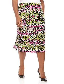 Women's Tropical Leaves Printed Knit Skirt