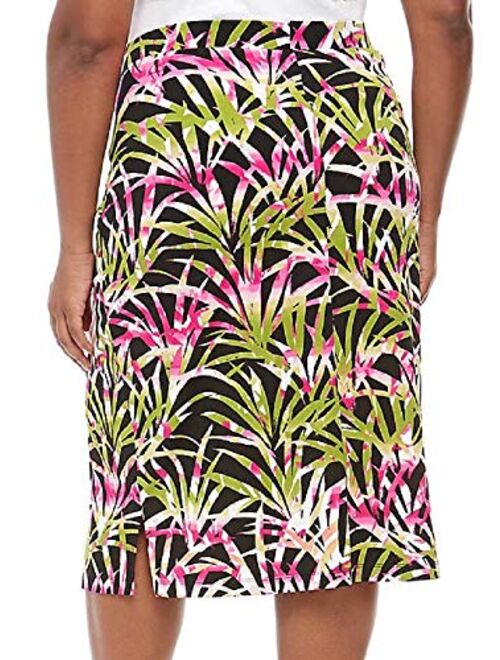 Kasper Women's Tropical Leaves Printed Knit Skirt