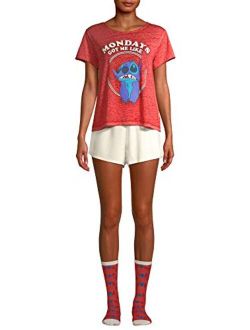 Women's Stitch Mondays Got Me Like 3 Piece Short Pajama Set