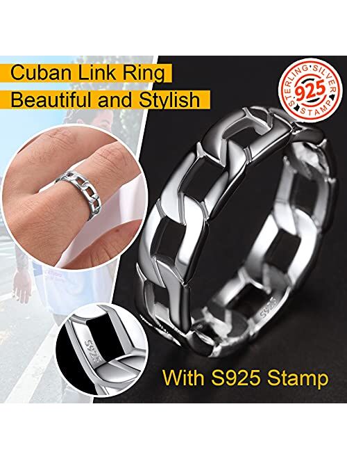 ChainsPro Sturdy Cuban Link/Spinner Rings for Men/Women, Can Engrave, Size 06-12, 18K Gold Tone/316L Stainless Steel/Black (Send Gift Box)