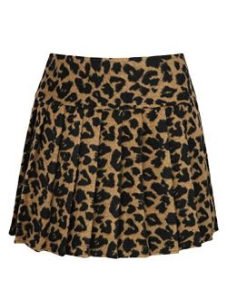 Women's Casual Plaid High Waist A-Line Wool Pleated Short Skirt