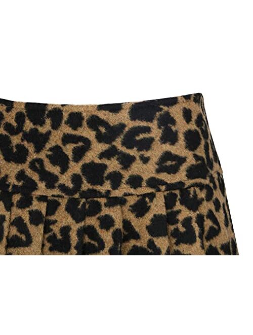 chouyatou Women's Casual Plaid High Waist A-Line Wool Pleated Short Skirt