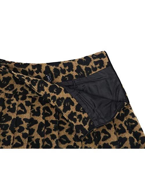 chouyatou Women's Casual Plaid High Waist A-Line Wool Pleated Short Skirt