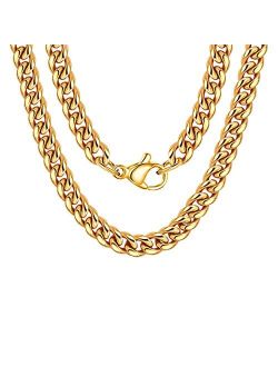 Monily Cuban Link Chains for Men Stainless Steel Boys Chain Chunky Necklace 6mm to 11mm 16 Inches to 36 Inches