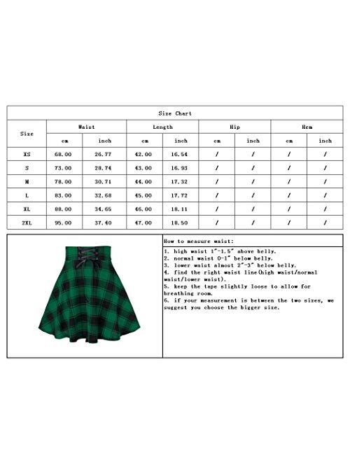 chouyatou Women's Versatile Lace Up High Waist A-Line Plaid Mini Skater Skirt