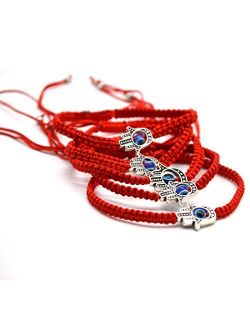 MAYMIIHOME 6 pcs Lucky Hamsa Red String Line Kabbalah Bracelets Bracelet Bangle Braided String Cord and Rotating Evil Eye Hamsa Hand - Jewish Amulet Pendant Jewelry for S