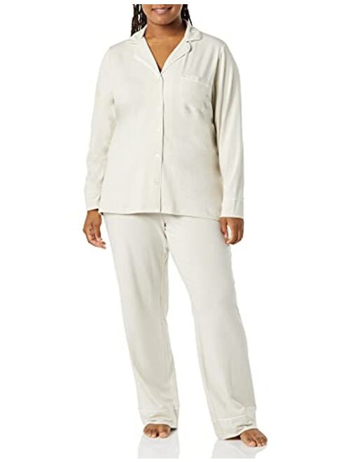 Amazon Essentials Women's Plus Size Long Sleeve Shirt Full Length Pant Pajama Set