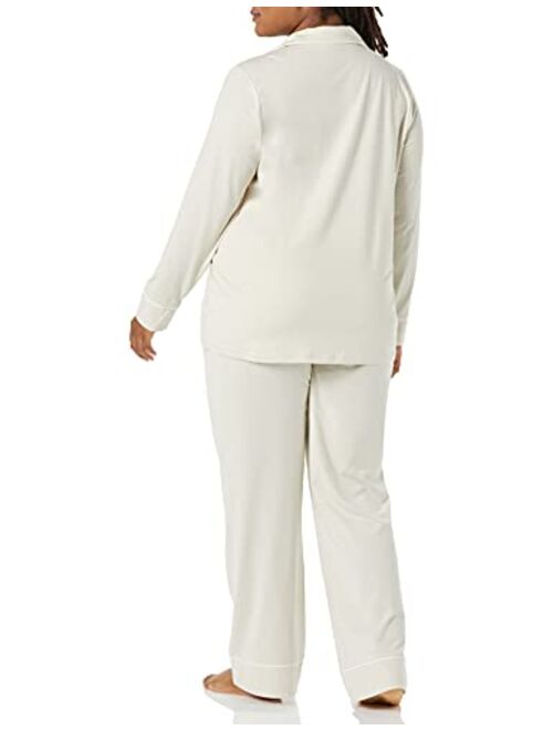 Amazon Essentials Women's Plus Size Long Sleeve Shirt Full Length Pant Pajama Set