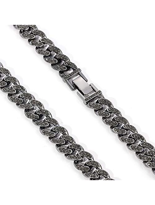 Cuban Link Necklace for Men - Hip Hop Necklace Iced Out with Bling Rhinestones, Fashion Accessory for Hip Hop Lovers