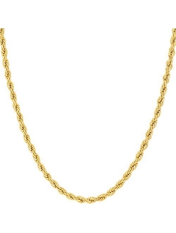 LIFETIME JEWELRY 2mm Rope Chain Necklace 24k Real Gold Plated for Women and Men