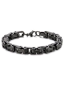 COOLSTEELANDBEYOND Masculine Style Stainless Steel Braid Link Bracelet for Men Silver Color Polished