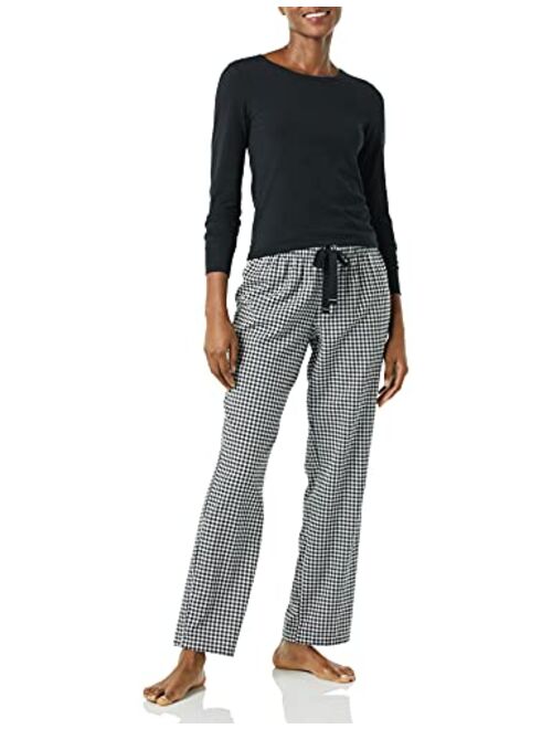 Amazon Essentials Women's Long Sleeve Knit Top and Lightweight Flannel Pajama Pant Set