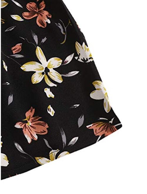 Floerns Women's Floral Print Off Shoulder Crop Top and Shorts Set
