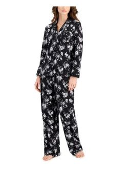 Brushed Knit Notch-Collar Cotton Pajama Set, Created for Macy's