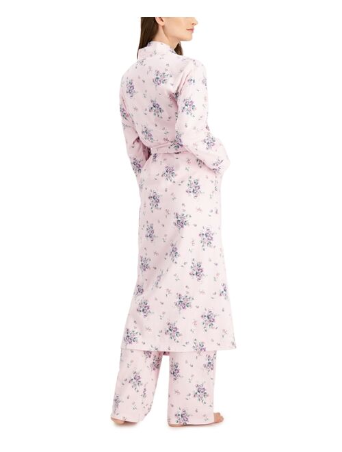 Charter Club Brushed Knit Floral Print Robe, Created for Macy's