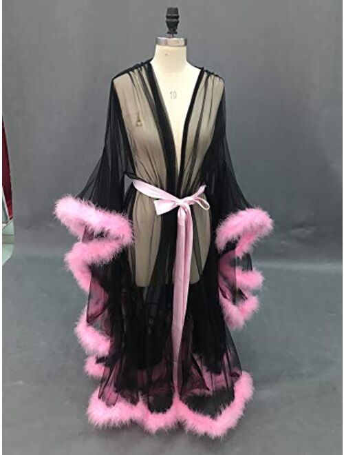 Kumeng Wedding Sexy Feather Robe Bridal Upgraded Illusion Tulle Long Scarf New Custom Made