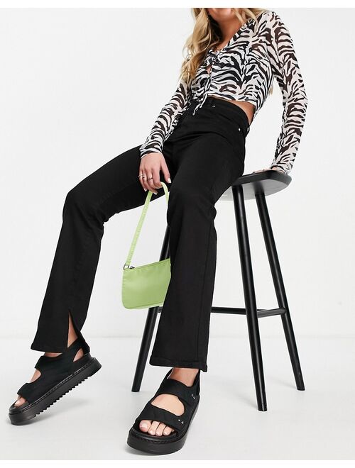 ASOS DESIGN high rise 'Y2K' stretch flare jeans in black