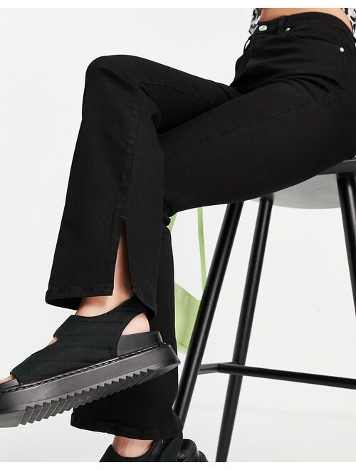 ASOS DESIGN high rise 'Y2K' stretch flare jeans in black