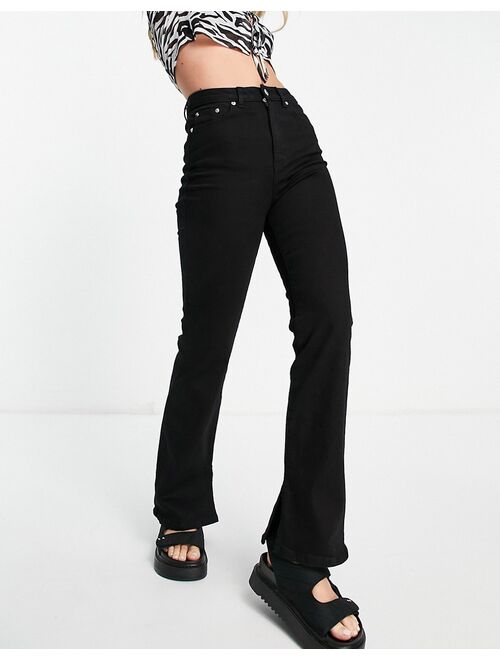 ASOS DESIGN high rise 'Y2K' stretch flare jeans in black