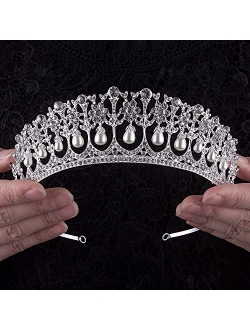 CROWN GUIDE Crystal Rhinestone Queen Bride Tiara Crown for Women Girls Headdress Vintage Bridal Birthday Prom Wedding Tiaras and Crowns Hair Jewelry Accessories Rose Gold
