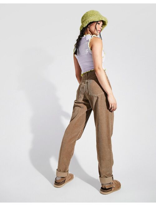 ASOS DESIGN high rise 'slouchy' mom jeans in biscuit cord