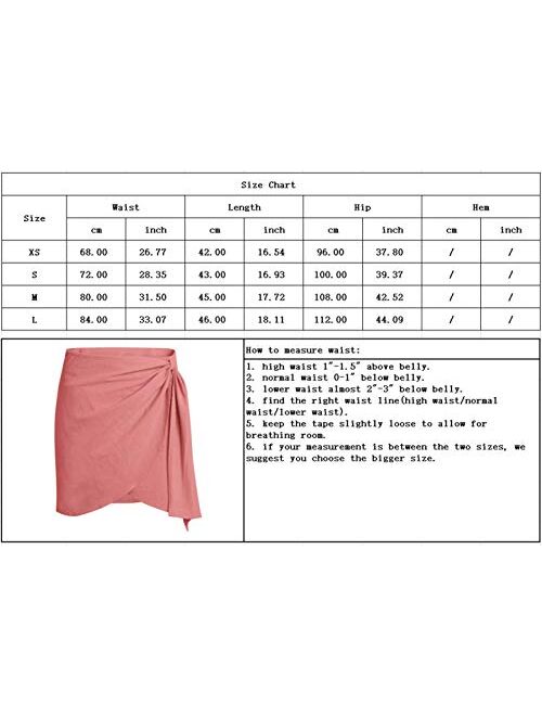 chouyatou Women's Irregular Wrap Deco Lightweight A Line Mini Linen Skirt