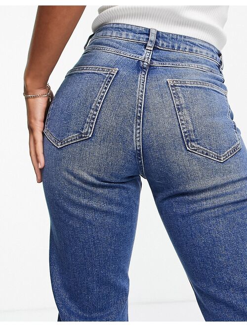 ASOS DESIGN high rise farleigh 'slim' mom jeans in authentic midwash