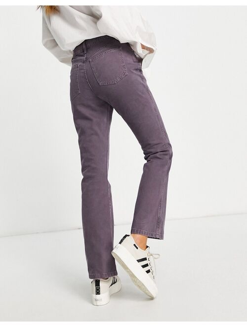 ASOS DESIGN organic cotton blend mid rise exaggerated flare jeans in purple