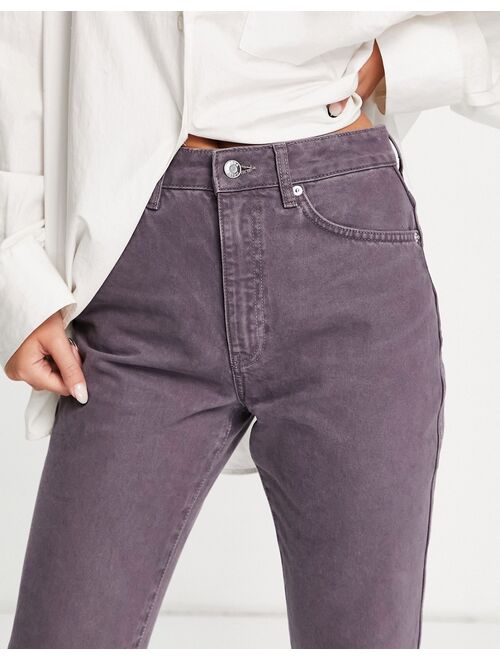 ASOS DESIGN organic cotton blend mid rise exaggerated flare jeans in purple