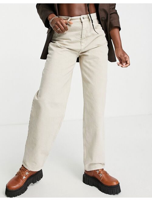 ASOS DESIGN premium organic cotton blend super slouchy mom jeans in stone