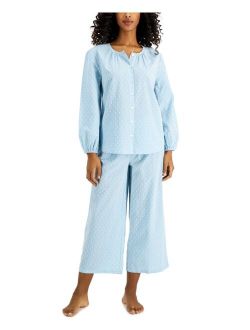 Cotton Swiss Dot Cropped Wide-Leg Pajama Set, Created for Macy's