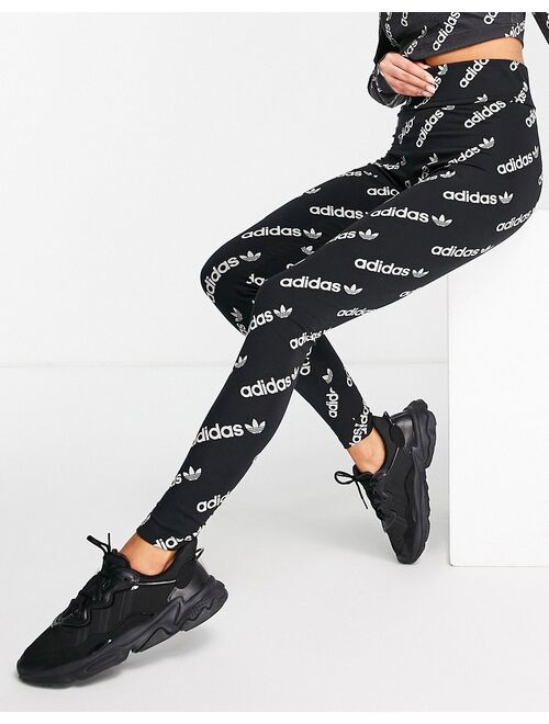 adidas Originals Logomania repeat logo leggings in black