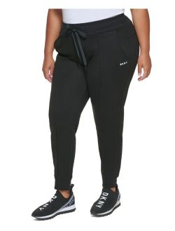 Sport Plus Size Embroidered Logo Pintucked Jogger Pants