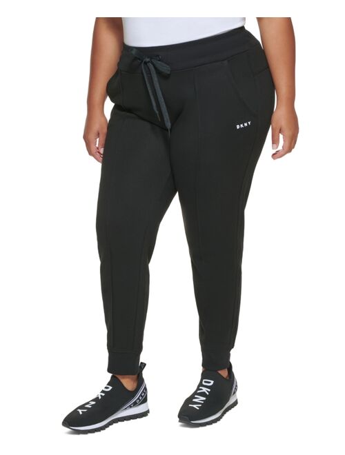 DKNY Sport Plus Size Embroidered Logo Pintucked Jogger Pants