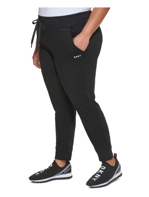 DKNY Sport Plus Size Embroidered Logo Pintucked Jogger Pants