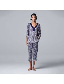 1/2 Sleeve Pajama Top & Pajama Capri Pants Sleep Set