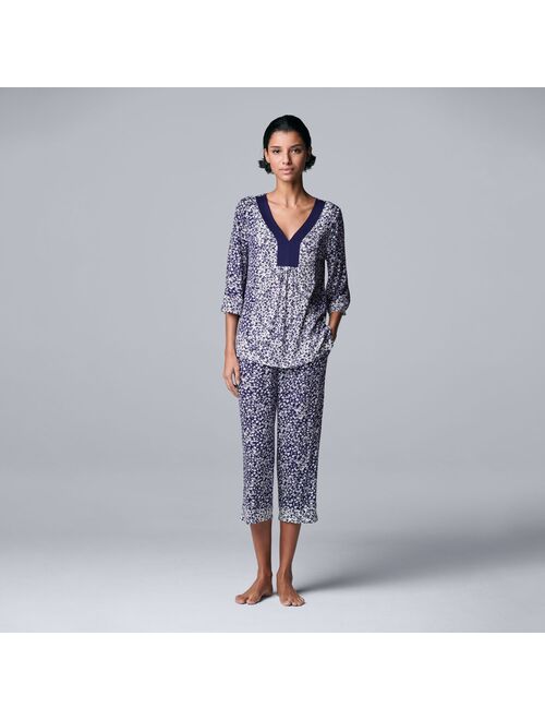 Women's Simply Vera Vera Wang 1/2 Sleeve Pajama Top & Pajama Capri Pants Sleep Set