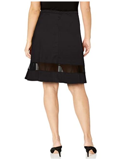 Star Vixen Women's Plus-Size Fit N Flare Stretch Ponte Knit Mesh Inset Skirt