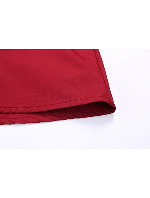 chouyatou Women's Simple Back Elastic Waist A-Line Flared Midi Skirts-Pocket