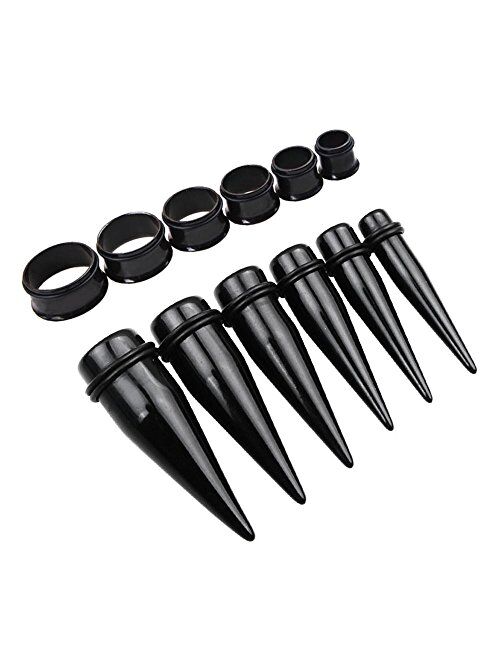 TOPBRIGHT 24PCS UV Acrylic Tapers and Surgical Steel Plugs Ear Gauges Kit Eyelets Stretching Set 00G-20mm