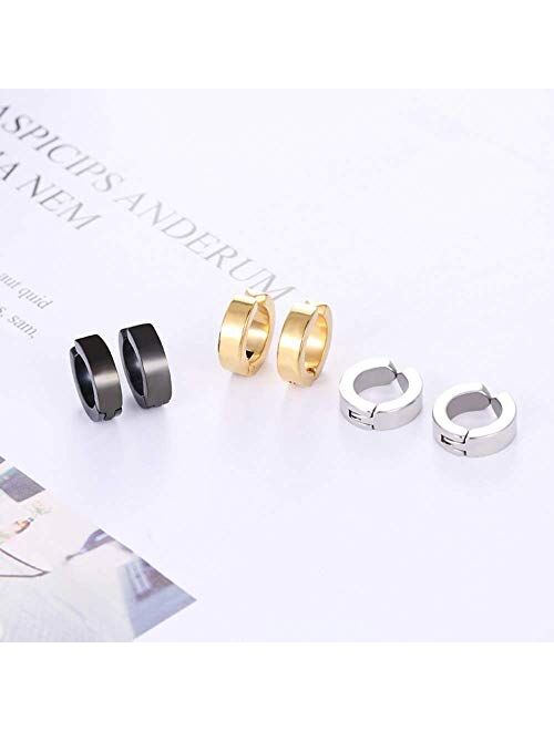 WAINIS 12 Pairs Stainless Steel Non Pierced Magnetic Earrings for Men Women CZ Clip on Dangle Earrings Set