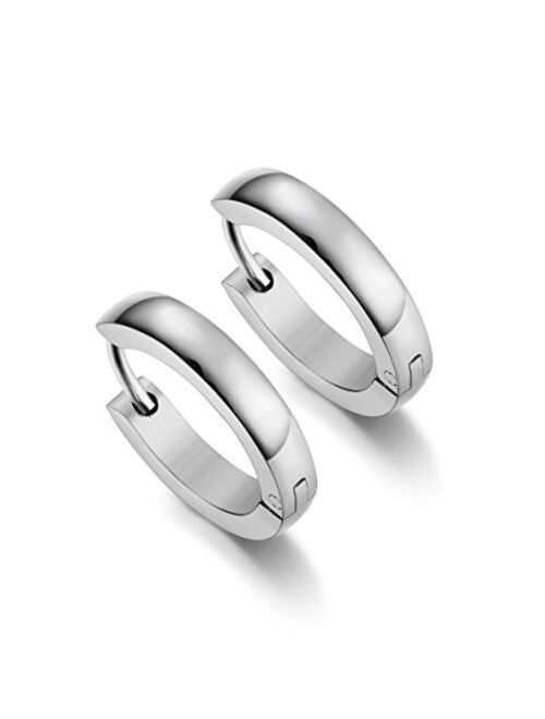 Jstyle 3Pairs Stainless Steel Mens Womens Hoop Earrings Huggie Ear Piercings Hypoallergenic 12/16/20mm