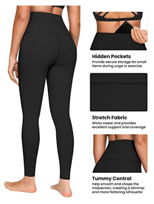 QUEENIEKE High Waisted Yoga Pants Leggings with 2 Pockets for Women Girls, Tummy Control Butt Lift Non See Through Sportswear